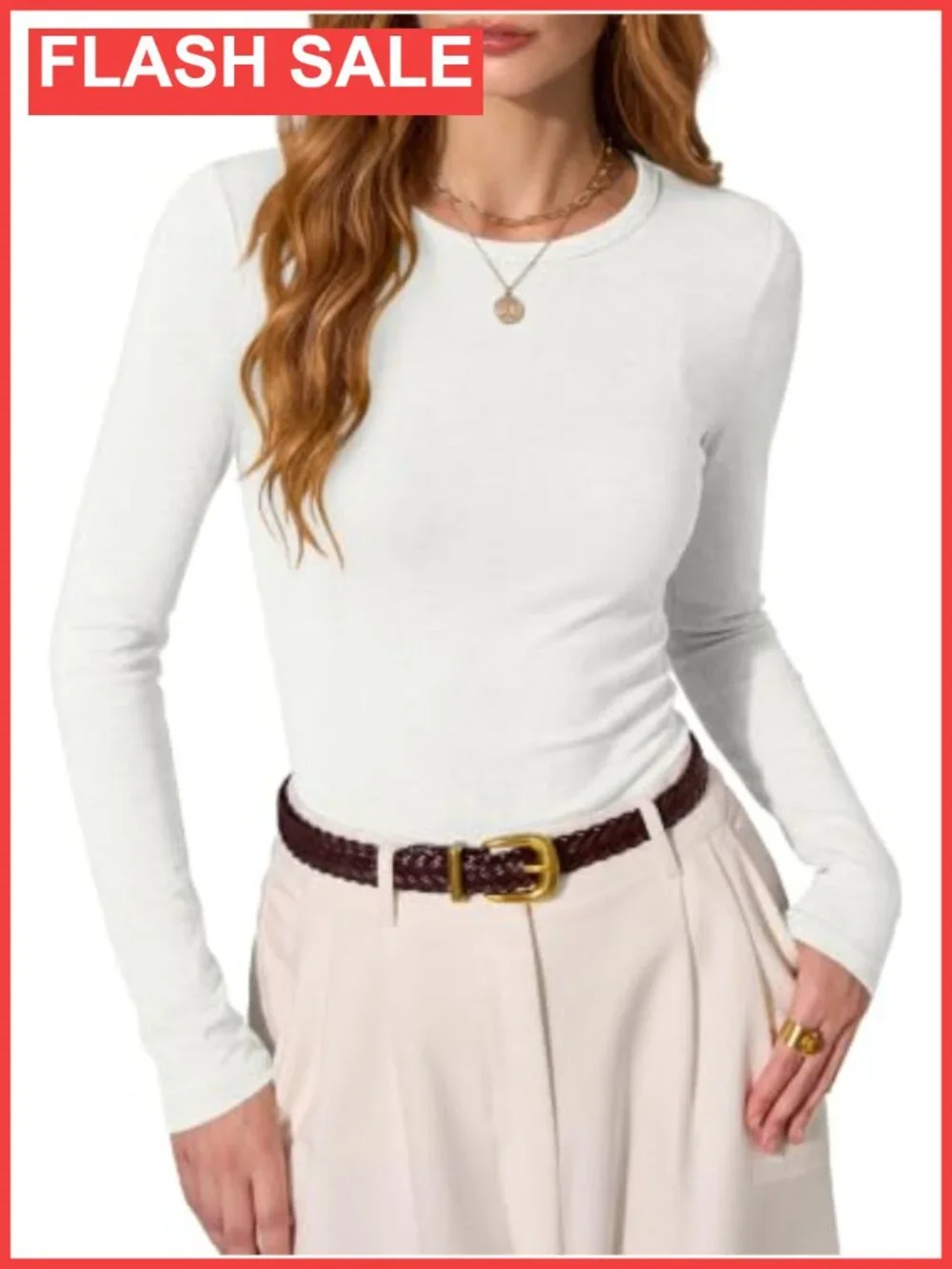 Wool Blend Long Sleeve Crew Neck Slim Fit Tee